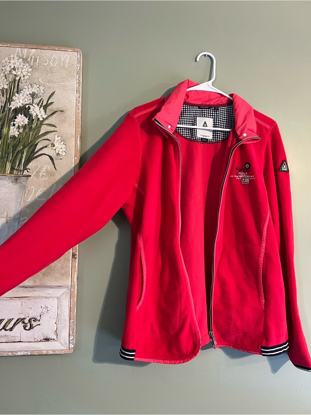 Women’s Bright Red Teddy Jacket with Zip Front
